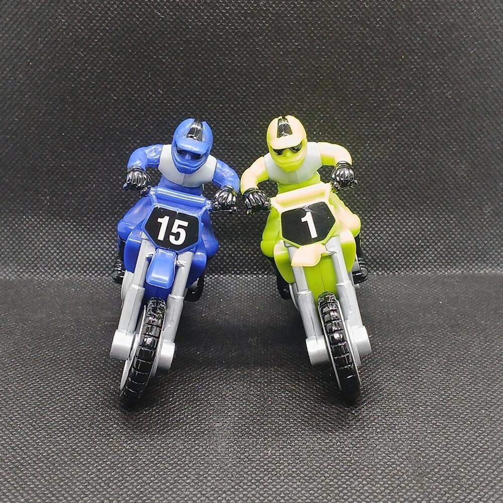 Lot of 2 Hot Wheels Friction Motorcycle Racers, Blue & Yellow - Picture 5 of 6